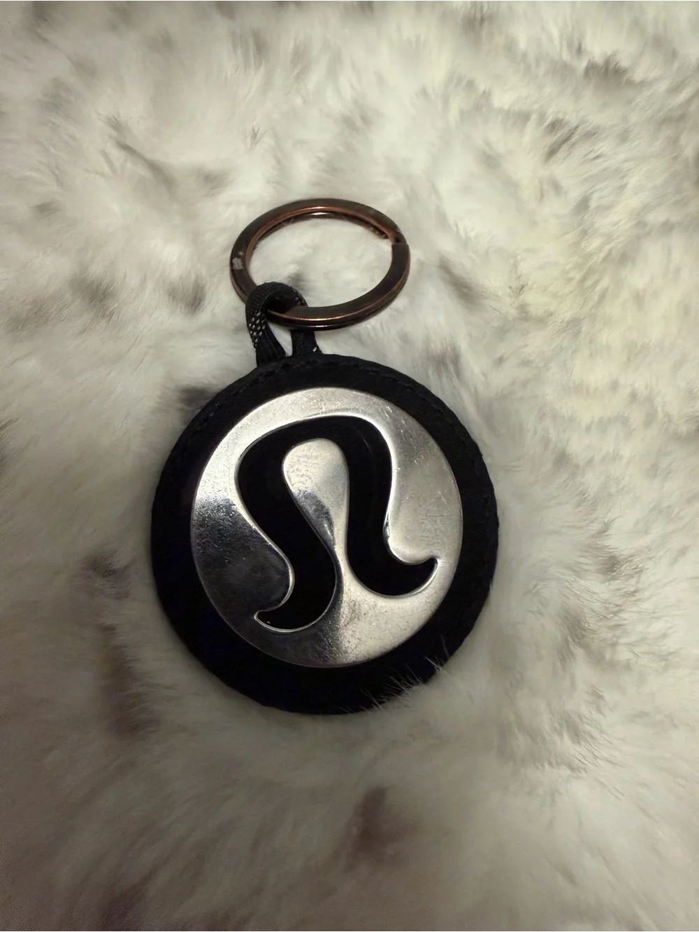 Lululemon Black & Silver Logo Keychain